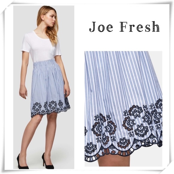 JOE Fresh Floral Eyelet Stripe Flare Skirt Size S New with Tags